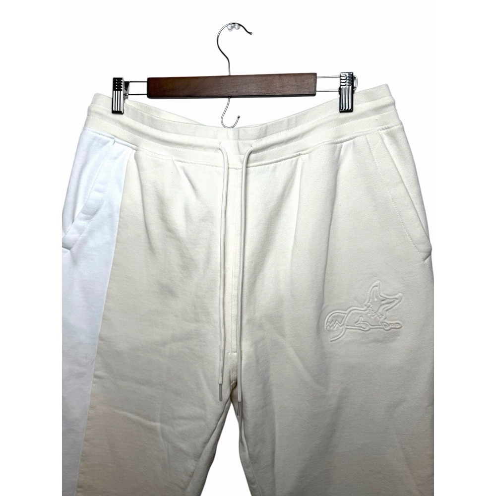 AKOO Mens XXL Colorblock Fleece Jogger Sweatpants Cream White Fox Logo - Picture 2 of 9